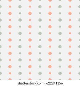 Abstract seamless vector pattern. Circles with lines endless background. Orange green and white design. Contemporary texture