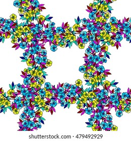 Abstract seamless vector pattern with colorful spring flowers