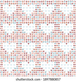 Abstract Seamless vector pattern with colourful hearts on a white background. Perfect for printing on fabric, wrapping and gift paper, Valentine and wedding postcards.