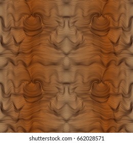 Abstract seamless vector pattern with curly lines in brown hues with gradient