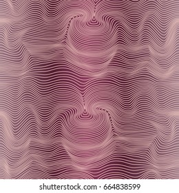 Abstract seamless vector pattern with curly lines and with gradient hues 