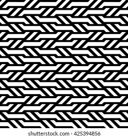 Abstract seamless vector pattern of diagonal ornaments; black and white.