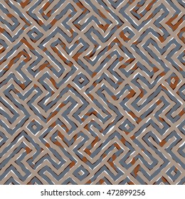 Abstract seamless vector pattern of diagonal ornaments, shifted with distortion