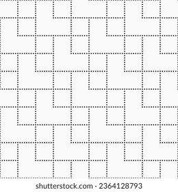 Abstract seamless vector pattern with dots. Dotted squares pattern. Geometric seamless pattern. Black and white vector background. Dots pattern.