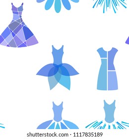 Abstract seamless vector pattern with dresses on transparent background. Seamless vector swatch included.