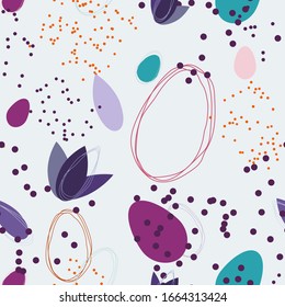 An abstract seamless vector pattern of Easter on a gray background in doodle style and flat style. Design for packing, cards, posters, certificates, for background.
Tender, pastel colours together 
