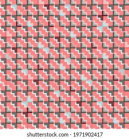 Abstract seamless vector pattern for fashion, interior design and wallpaper. Modern playful geometric texture with tiled polygons in grey, pink, blue and off-white.