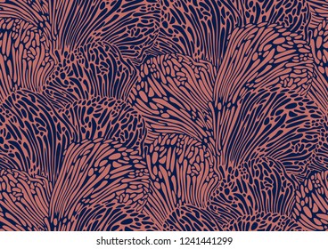 Abstract Seamless vector pattern. Field of crops. Dark orange texture, isolated from the dark blue background