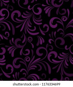 Abstract seamless vector pattern.  Floral.  Pink, isolated on dark background