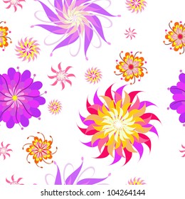 Abstract seamless vector pattern with flowers