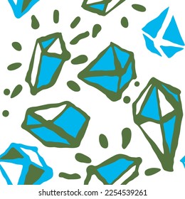 Abstract seamless vector pattern with gemstones decorative elements. Hand drawn background in boho style for textile print, fabric design, wallpaper and digital paper, wrapping.