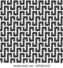 Abstract seamless vector pattern. Geometric shapes ornament, zigzag lines pattern. Lattice pattern. Black and white vector background.