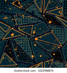Abstract seamless vector pattern for girls, boys, clothes. Creative background with dots, geometric figures Funny wallpaper for textile and fabric. Fashion style. Colorful bright.