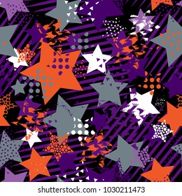 Abstract seamless vector pattern for girls, boys, clothes. Creative background with dots, geometric figures Funny wallpaper for textile and fabric. Fashion style. Colorful bright