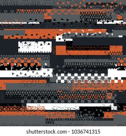 Abstract seamless vector pattern for girls, boys, clothes. Creative background with dots, geometric figures Funny wallpaper for textile and fabric. Fashion style. Colorful bright