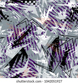 Abstract seamless vector pattern for girls, boys, clothes. Creative background with dots, geometric figures Funny wallpaper for textile and fabric. Fashion style. Colorful bright
