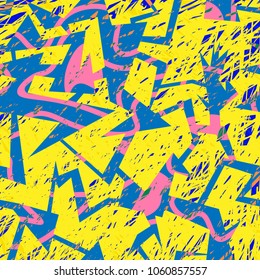 Abstract seamless vector pattern for girls, boys, clothes. Creative background with dots, geometric figures.