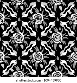 Abstract seamless vector pattern for girls, boys, clothes. Creative background with roses figures. Funny wallpaper for textile and fabric. Fashion style. 