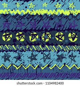 Abstract seamless vector pattern for girls, boys, clothes. Creative background with dots, geometric figures Funny wallpaper for textile and fabric. Fashion style. Colorful bright