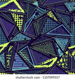Abstract seamless vector pattern for girls, boys, clothes. Creative background with dots, geometric figures Funny wallpaper for textile and fabric. Fashion style. Colorful bright.