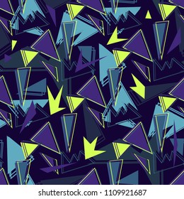 Abstract seamless vector pattern for girls, boys, clothes. Creative background with dots, geometric figures Funny wallpaper for textile and fabric. Fashion style. Colorful bright