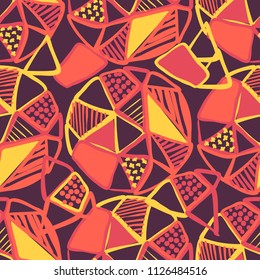 Abstract seamless vector pattern for girls, boys, clothes. Creative background with dots, geometric figures Funny wallpaper for textile and fabric. Fashion style. Colorful bright