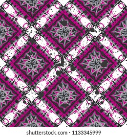 Abstract seamless vector pattern for girls, boys, clothes. Creative background with dots, geometric figures Funny wallpaper for textile and fabric. Fashion style. Colorful bright
