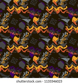 Abstract seamless vector pattern for girls, boys, clothes. Creative background with dots, geometric figures Funny wallpaper for textile and fabric. Fashion style. Colorful bright