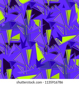Abstract seamless vector pattern for girls, boys, clothes. Creative background with triangle, geometric figures Funny wallpaper for textile and fabric. Fashion style. Colorful bright