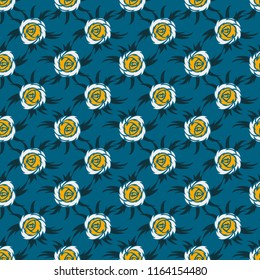 Abstract seamless vector pattern for girls, boys, clothes. Creative background with roses figures. Funny wallpaper for textile and fabric. Fashion style. Colorful bright