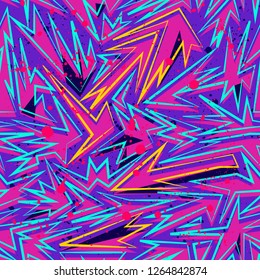 Abstract seamless vector pattern for girls, boys, clothes. Creative background with dots, geometric figures Funny wallpaper for textile and fabric. Fashion style. Colorful bright.