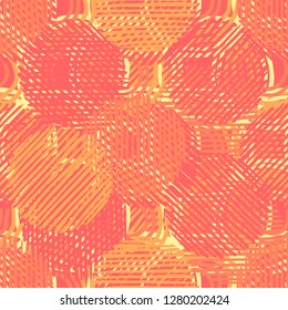 Abstract seamless vector pattern for girls, boys, clothes. Creative background with dots, geometric figures Funny wallpaper for textile and fabric. Fashion style. Colorful bright