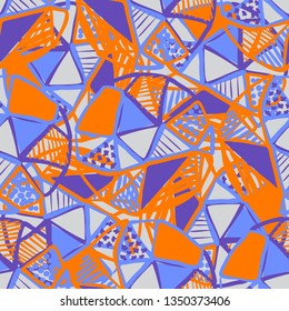 Abstract seamless vector pattern for girls, boys, clothes. Creative background with dots, geometric figures Funny wallpaper for textile and fabric. Fashion style. Colorful bright