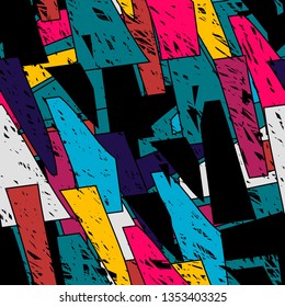 Abstract seamless vector pattern for girls, boys, clothes. Creative background with chaotic geometric figures. Funny wallpaper for textile and fabric. Fashion style.