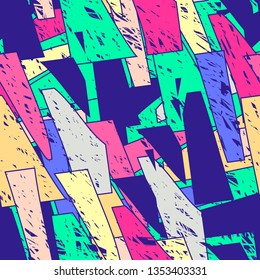 Abstract seamless vector pattern for girls, boys, clothes. Creative background with chaotic geometric figures. Funny wallpaper for textile and fabric. Fashion style.