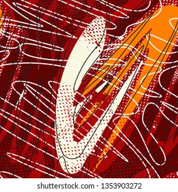Abstract seamless vector pattern for girls, boys, clothes. Creative background with lines, wavy geometric figures. Funny wallpaper for textile and fabric. Fashion style.