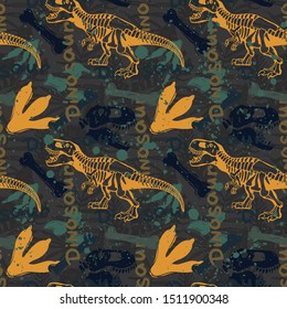 Abstract seamless vector pattern for girls, boys, clothes. Creative background with Jurassic period, dinosaur creative Funny wallpaper for textile and fabric. Fashion style. Colorful bright.