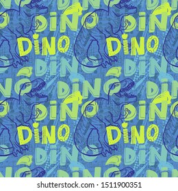 Abstract seamless vector pattern for girls, boys, clothes. Creative background with Jurassic period, dinosaur creative Funny wallpaper for textile and fabric. Fashion style. Colorful bright.