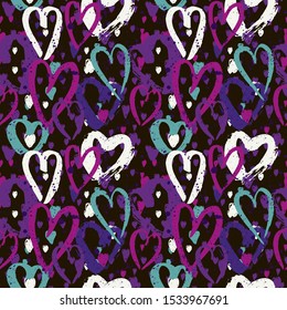 Abstract seamless vector pattern for girls, boys, clothes. Creative background with dots, hearts.. Funny wallpaper for textile and fabric. Fashion style. Colorful bright.
