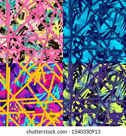 Abstract seamless vector pattern for girls, boys, clothes. Creative background with dots, geometric figures Funny wallpaper for textile and fabric. Fashion style. Colorful bright.