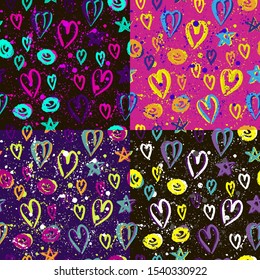 Abstract seamless vector pattern for girls, boys, clothes. Creative background with dots, geometric figures Funny wallpaper for textile and fabric. Fashion style. Colorful bright.