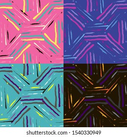 Abstract seamless vector pattern for girls, boys, clothes. Creative background with dots, geometric figures Funny wallpaper for textile and fabric. Fashion style. Colorful bright.