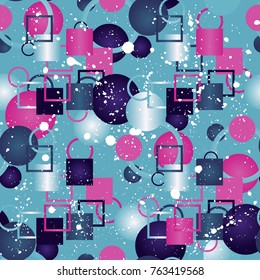 Abstract seamless vector pattern for girls, boys, clothes. Creative background with dots, geometric figures Funny wallpaper for textile and fabric. Fashion style. Colorful bright