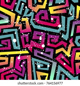Abstract seamless vector pattern for girls, boys, clothes. Creative background with dots, geometric figures Funny wallpaper for textile and fabric. Fashion style. Colorful bright