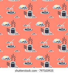 Abstract seamless vector pattern for girls, boys, clothes. Creative background with dots, geometric figures Funny wallpaper for textile and fabric. Fashion style. Colorful bright