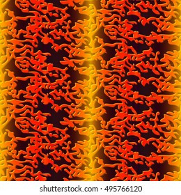 Abstract seamless vector pattern. Gradient yellow dark blue background with red misshapen ornamental elements