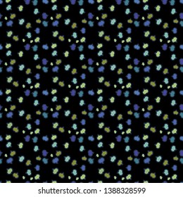 Abstract seamless vector pattern with hand drawn cute elements. Gentle, doodles on black, blue and neutral colors.