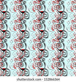 Abstract seamless vector pattern with hand drawn floral elements. Gentle, doodles on neutral, gray and pink colors.