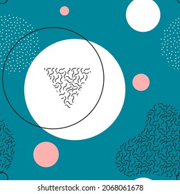 Abstract seamless vector pattern  with hand drawn textures, memphis style. 