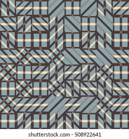 Abstract seamless vector pattern of intersecting diagonal ornaments, pattern swatch included in file; four colors.